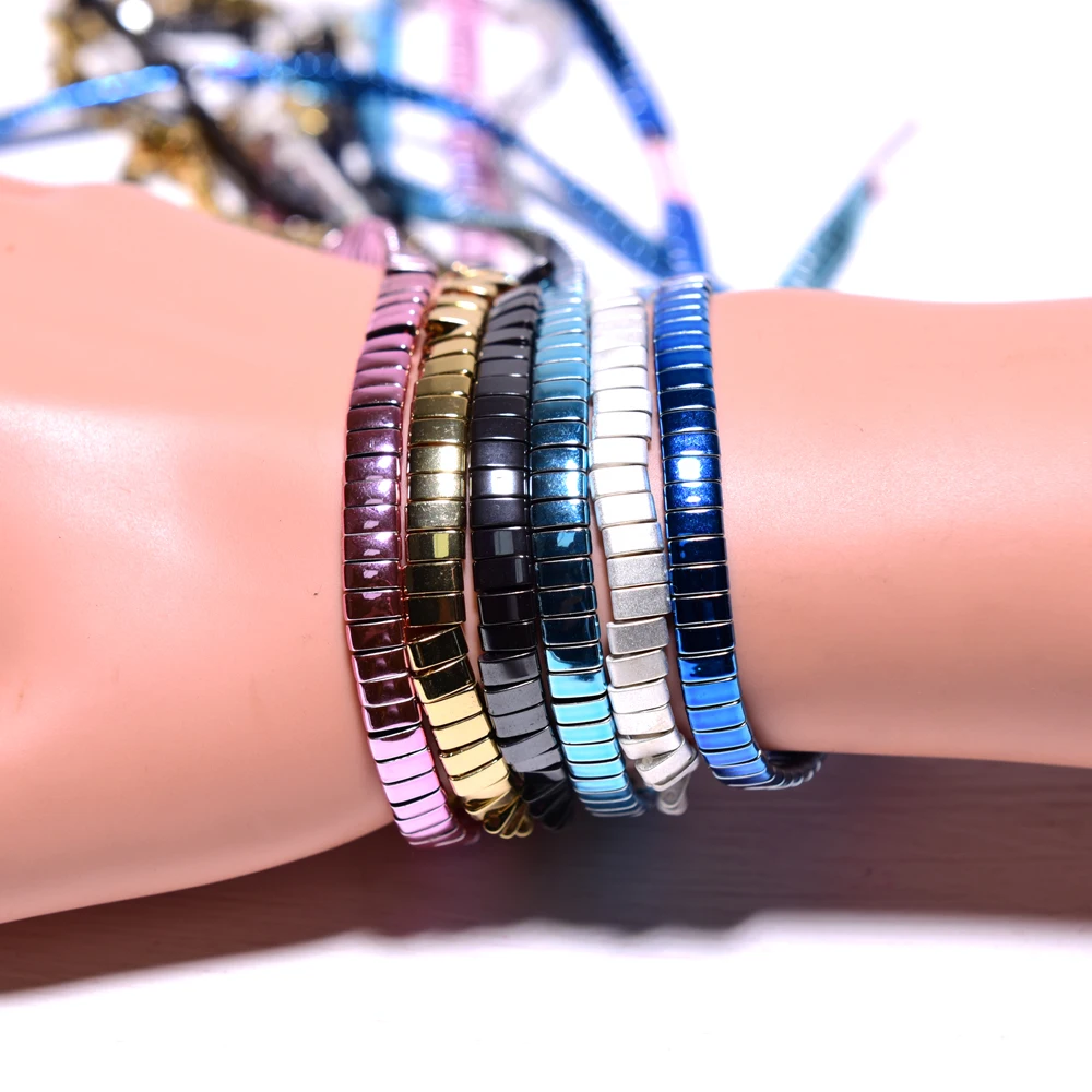 Два отверстия гематитовые бусины квадратные разделители рукоделие матовые