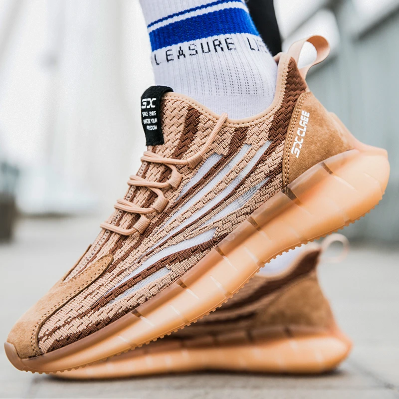 

Men Knitting Breathable Flat Heel Shoes Sport Running Casual Shoes Colorful Popcorn Casual Men's Shoes Fashion Sports Tide Shoes