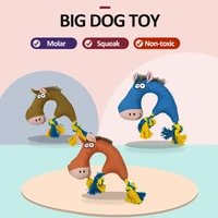 canvas dog toys squeak sound cute cartoon horse shape for large dogs bite resistant interaction pet chew toy dog accessories