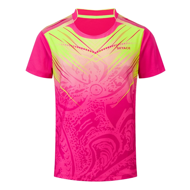 Men Women Tennis T-Shirt, Gradient Color Quick Dry Tennis T Shirts, Girl Badminton Table tennis Clothes, Man Athletic Tops tee