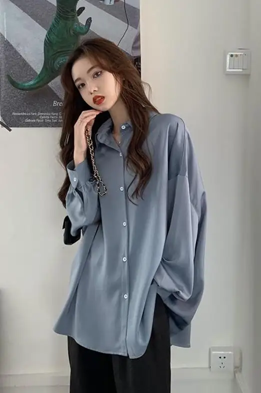 

New Long Sleeve Blouse Lapel Chiffon Solid Color High-end Fashion Top Comfortable Blouses Casual Summer Shirt Houthion