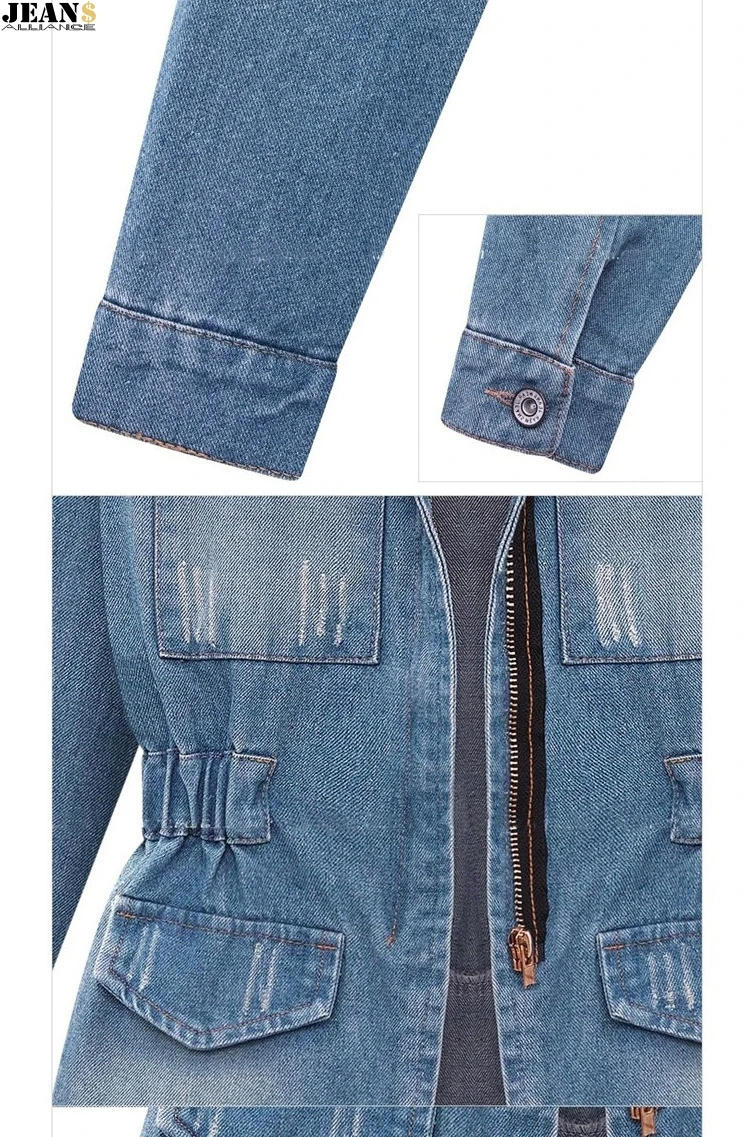 Женская джинсовая куртка 2019 модное пальто с длинным рукавом Повседневная