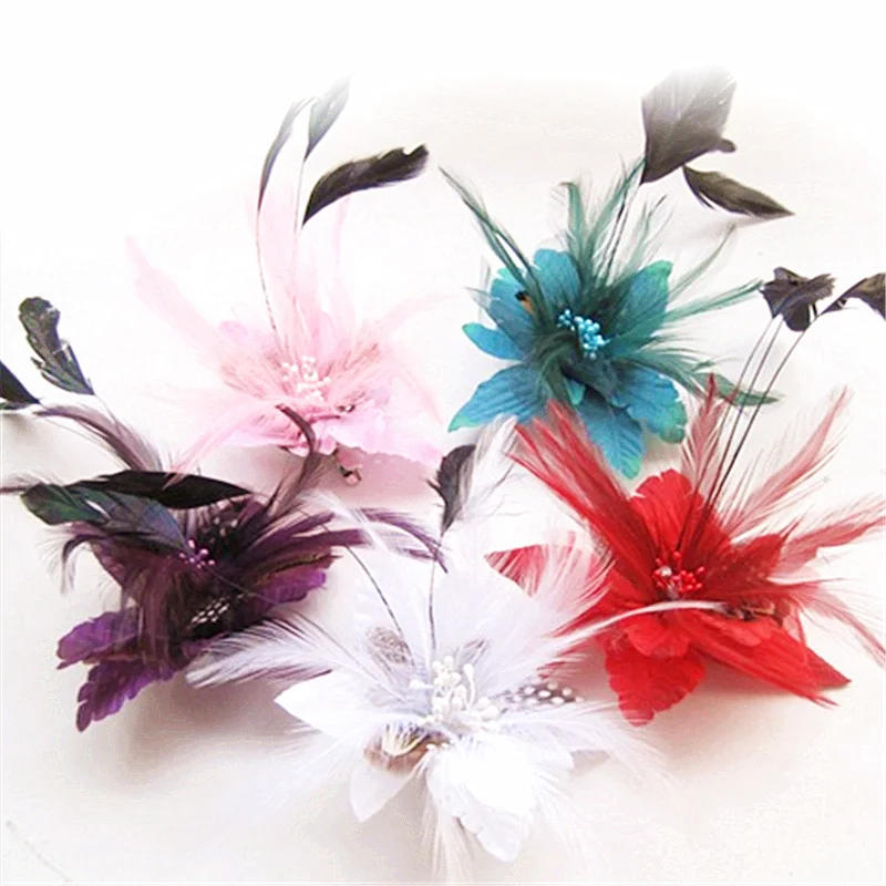 

3pcs lots headdress pin head flower NEW brooch fashion breast pin feather Wedding hairpins hair accessories BD011