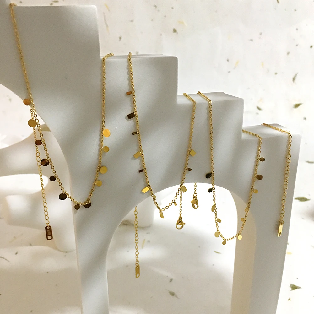 Монланшер Восхитительная Милая Тонкая Золотая Цепочка Чокеры Геометрические Чипсы Металлическое Ожерелье Минималистичные Трендовые Ожерелья Ювелирные Изделия.