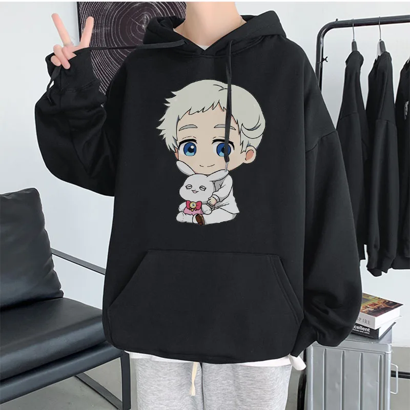 

Winter Oversized Hoodie Cartoon Promised Neverland Graphics Hooded Casual Hoodies Men Sweatshirt Unisex Harajuku Anime Hoody