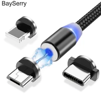 bayserry magnetic cable usb type c cable for iphone 11 pro max xr samsung s9 xiaomi led magnetic fast charging micro usb c cable
