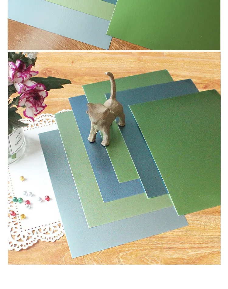 A4 Green Gradient Aluminized Paper Cardstock Party Gift Card Macking Decor DIY Scrapbooking Craft Background Paper Pack