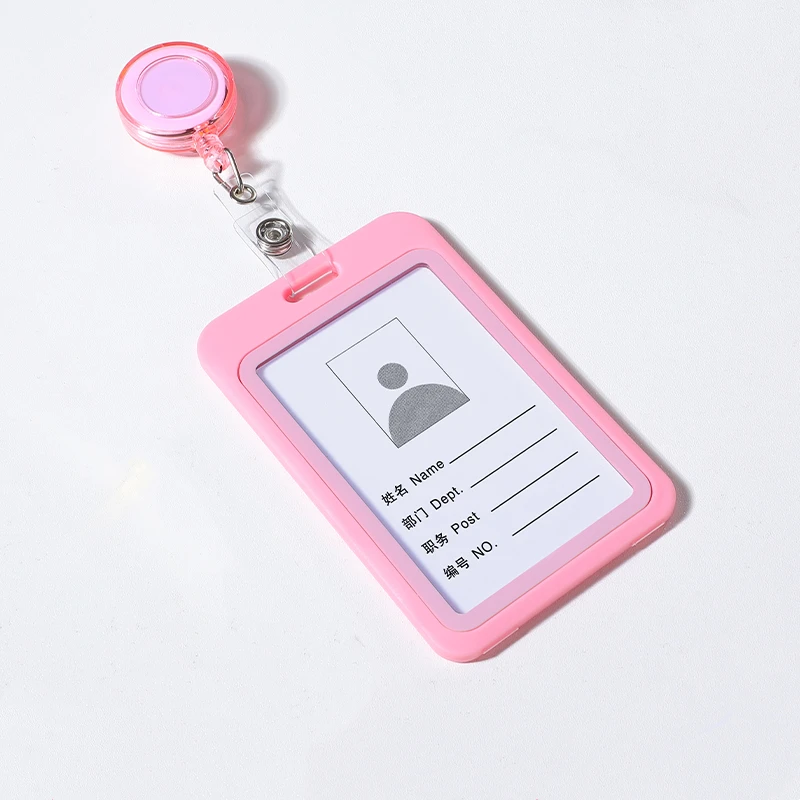

1PC Plastic Retractable Pull Badge ID Lanyard Badge Holder Key Ring Chain Clips School Student Office Business Supplies
