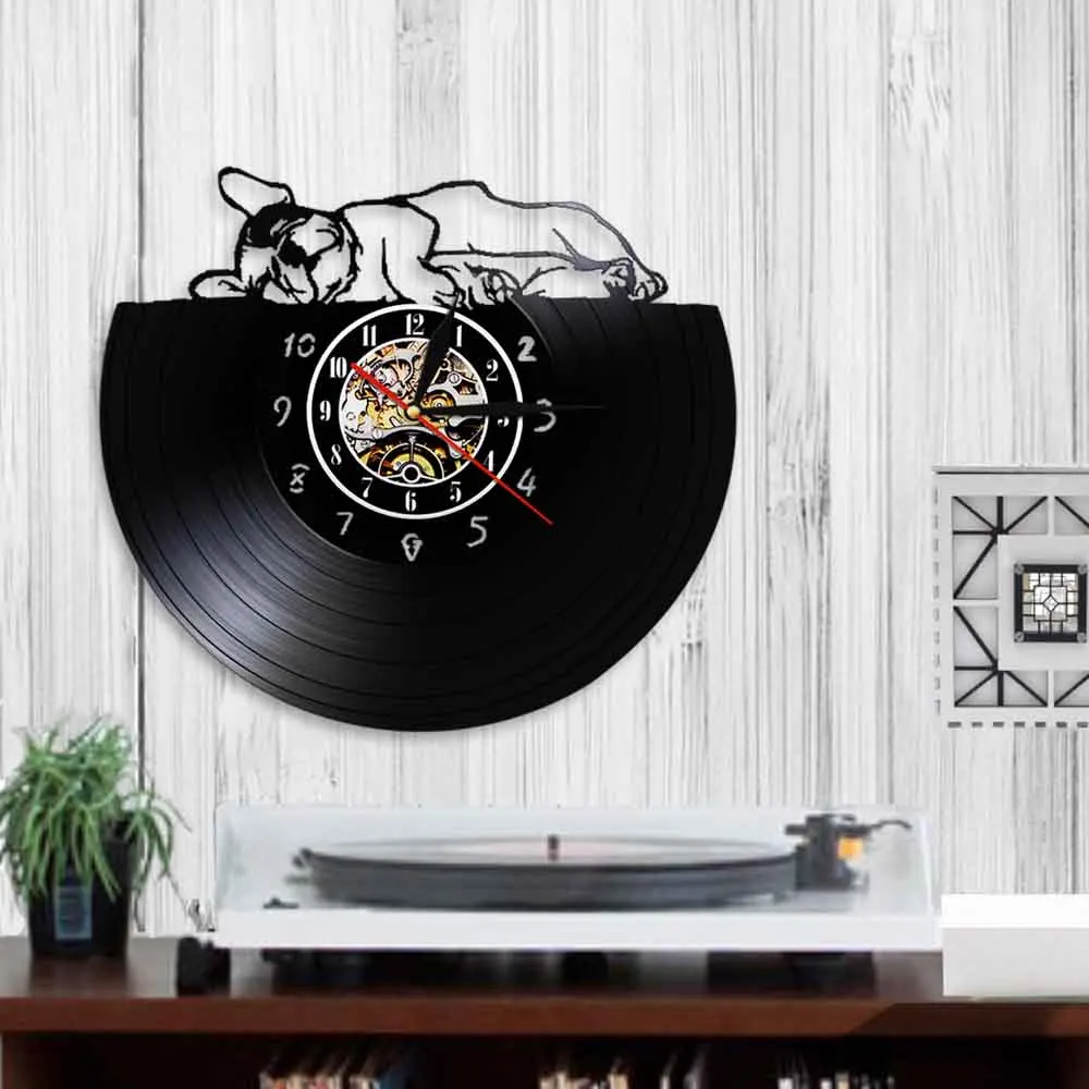 Очаровательные настенные часы с французским бульдогом современный дизайн