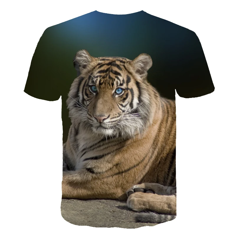 

2021 New Tiger Printing Series 3D Printing Boys Girls Children T-shirt Short Sleeve Animal Fashion Clothing T-shirt Baby Top