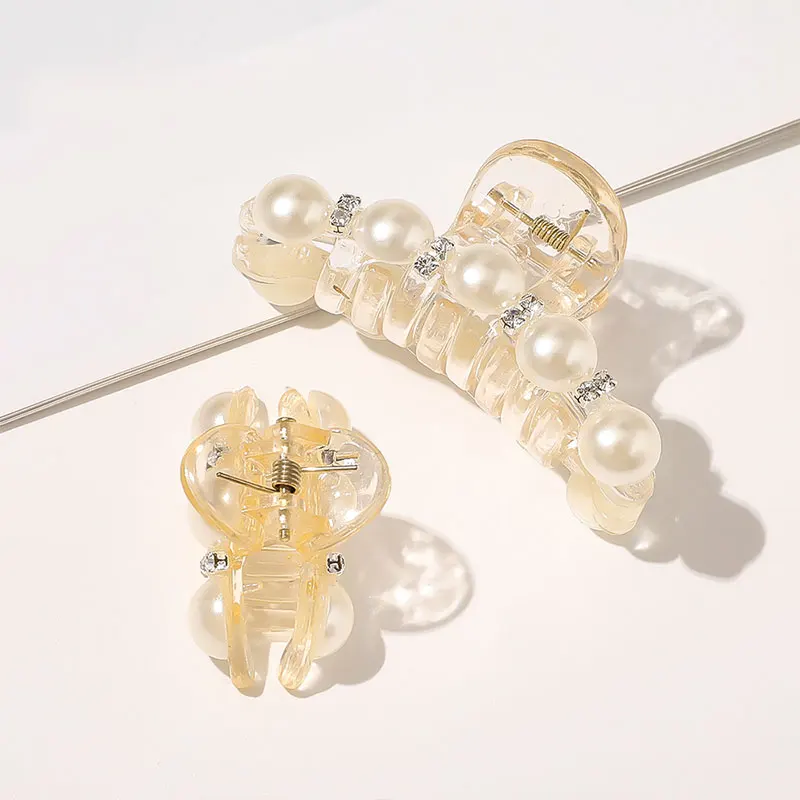 Модные жемчужные Заколки Стразы заколки для волос захват большой маленький