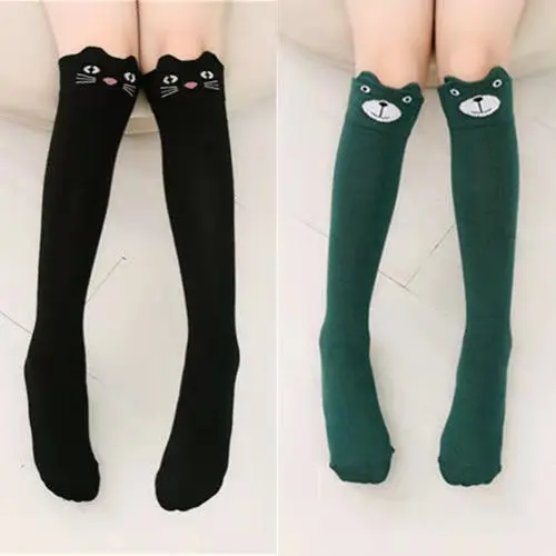 2Pairs Милые детские чулки; хлопковые колготки с изображением кота, медведя, животных для девочек; Милые гольфы для От 3 до 12 лет; танцевальные колготки принцессы - Цвет: 2Pairs