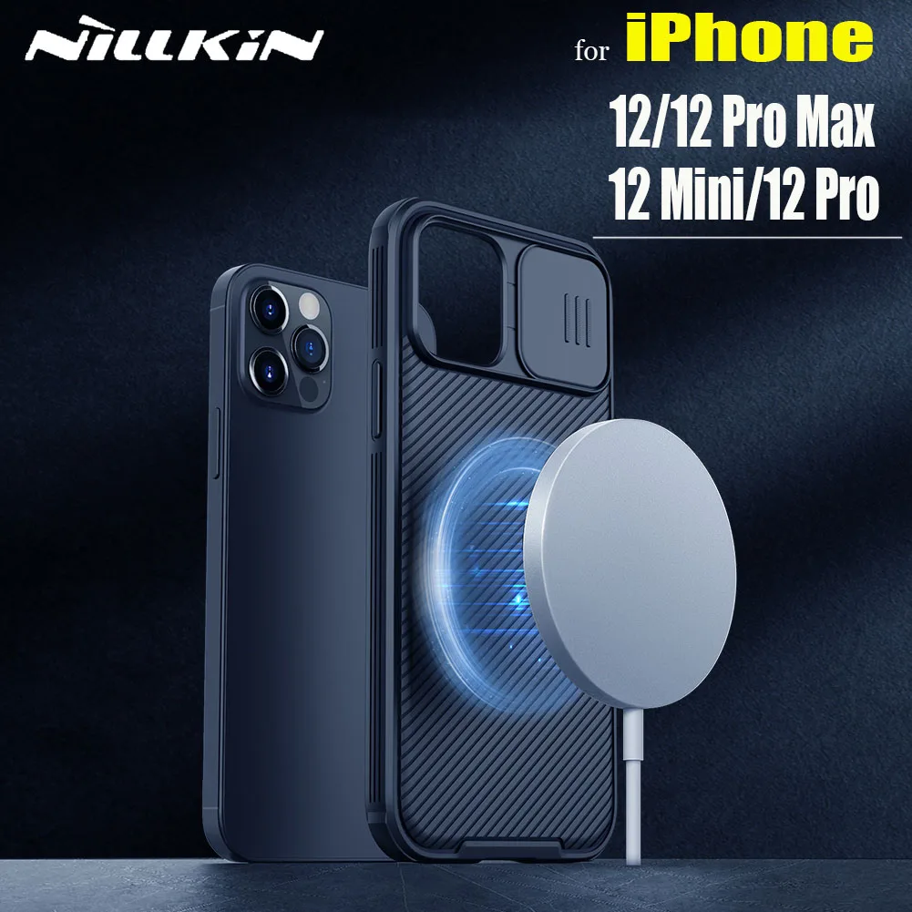

Магнитный чехол для беспроводного зарядного устройства Magsafe для iPhone 12 Pro Max, слайд-камера, защита объектива, защитный чехол для iPhone 12 Mini