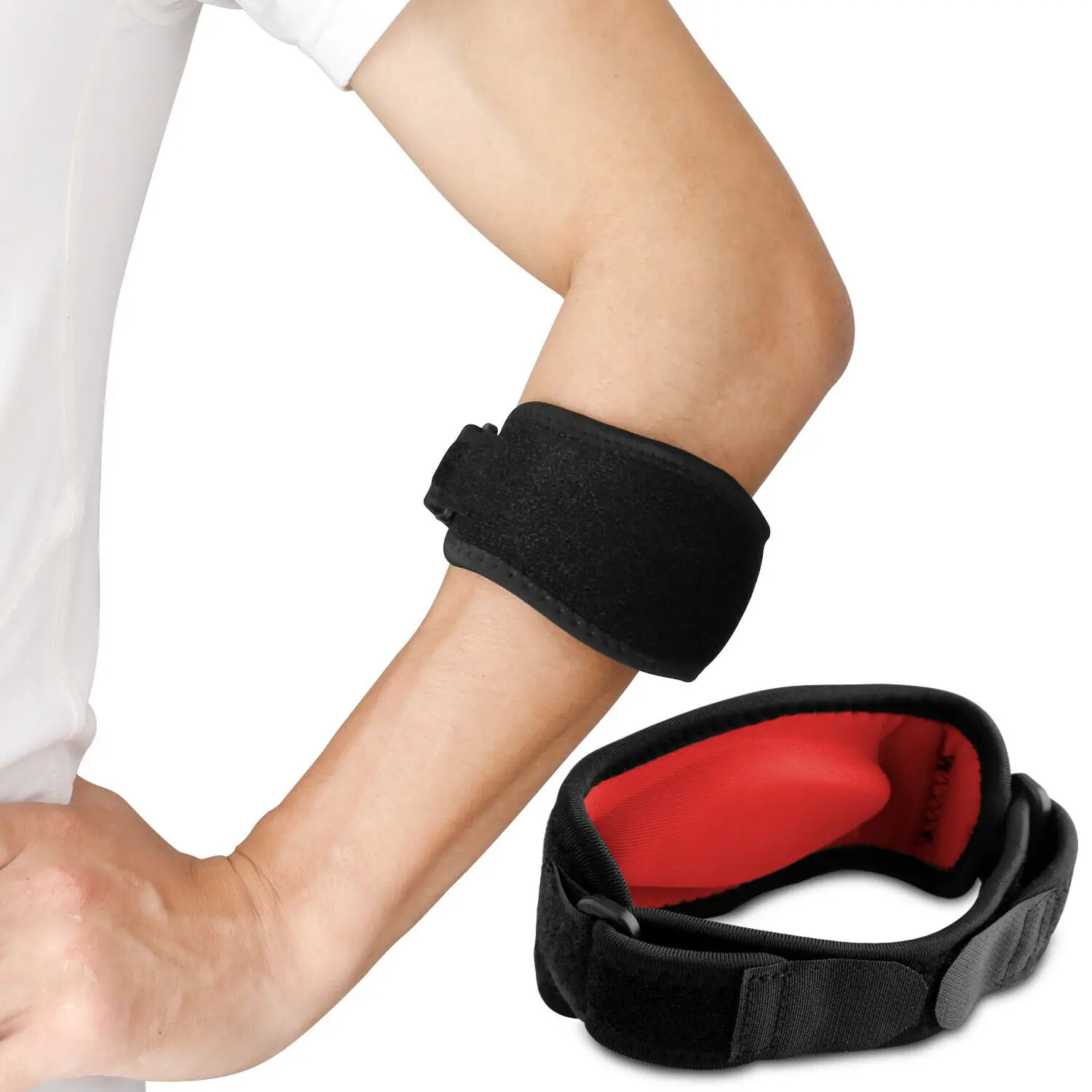 Красный 1 шт. теннисные налокотники на ремешке Tendonitis Golfers гелевая полоска для гольфа защита от боли - Цвет: Красный
