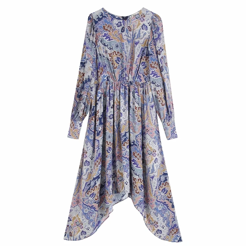 Женское винтажное платье с эластичной резинкой на талии шикарное асимметричное