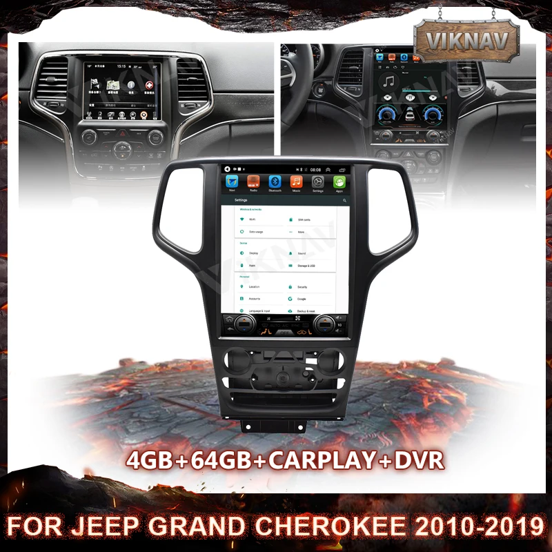 4 + 64G в вертикальном положении Экран Carplay автомобильный Радио для JEEP Grand Cherokee 2010 2019