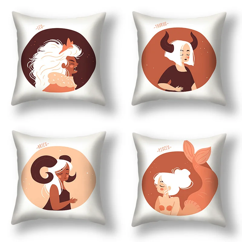 

2021 Home Sofa Cushion Cushion Cartoon Animal Twelve Constellation Hugging Pillow Case Digital Printing Pillow Case Wholesale