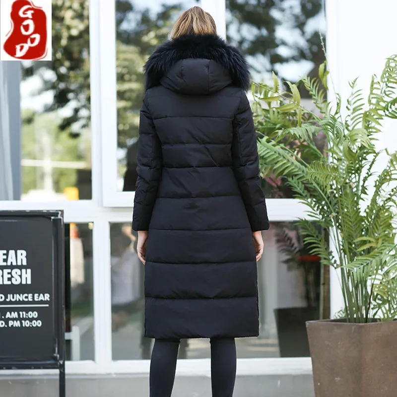 

Зимняя женская пуховая куртка, утепленные женские парки, пальто и куртки с воротником из натурального меха енота, женская одежда, новинка 2021...