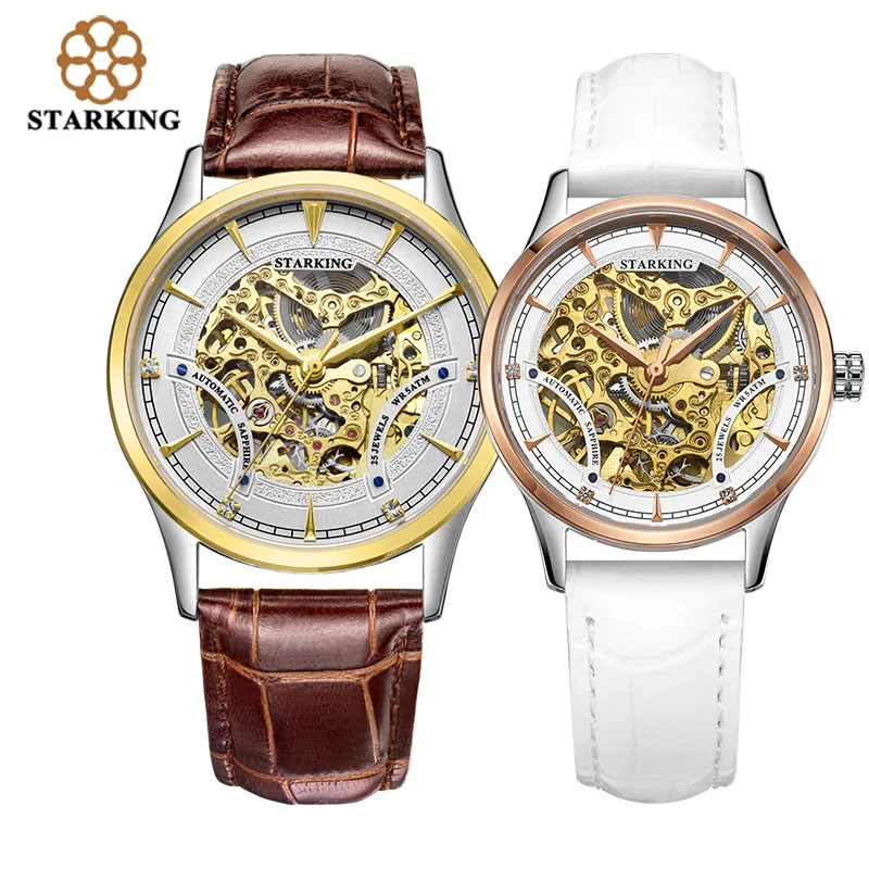 

Механические часы-скелетоны STARKING, с автоподзаводом, из нержавеющей стали, с натуральной кожей
