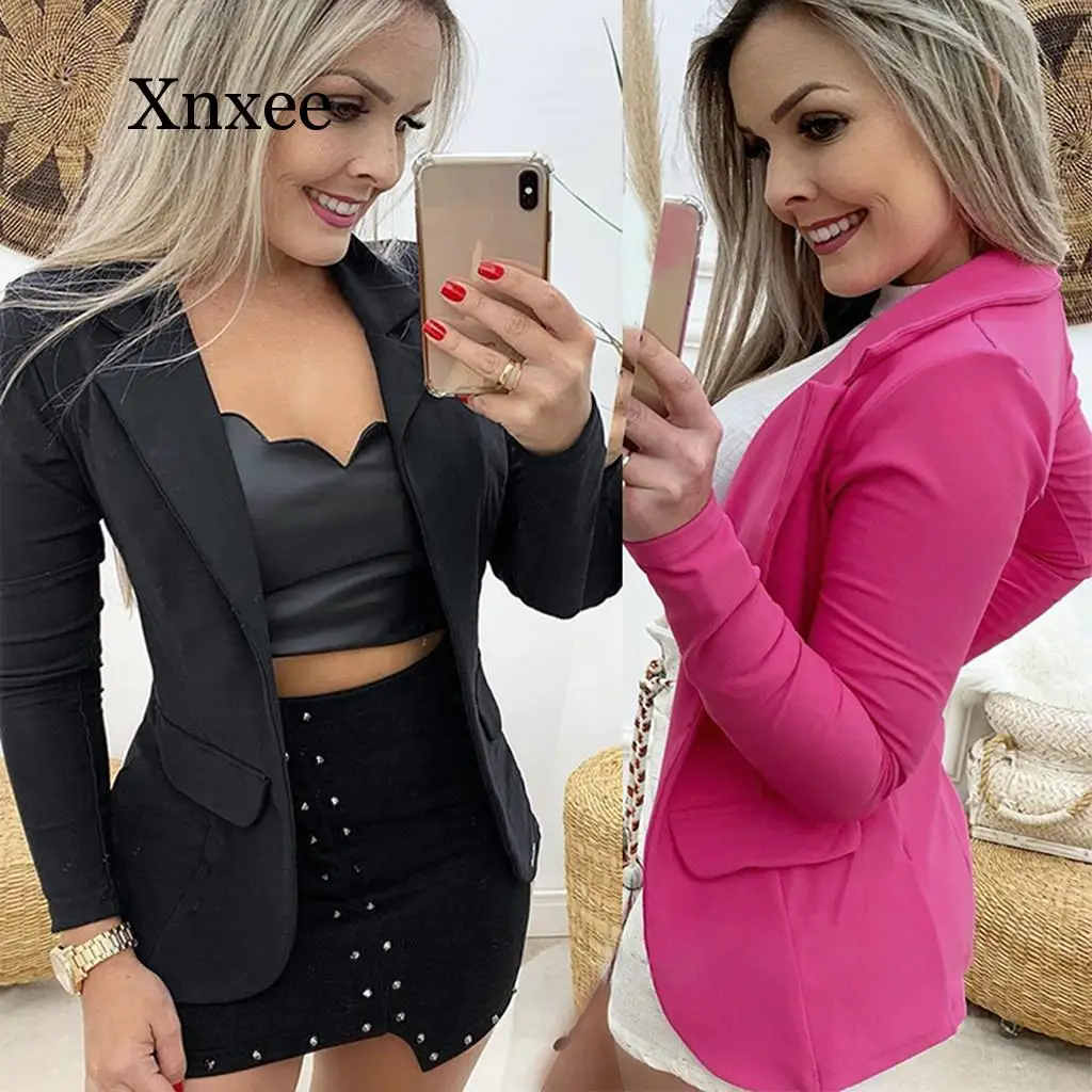 

Женский кардиган с длинным рукавом, розовый, однотонный, свободный, элегантный, Повседневный, офисный