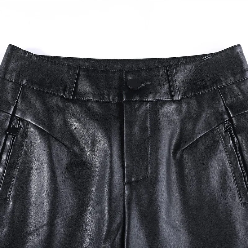 2020 New Leather Harem Pants Women Streetwear Fashion High Waist Black Pencil Autumn Winter Slim Korean Trousers | Женская одежда