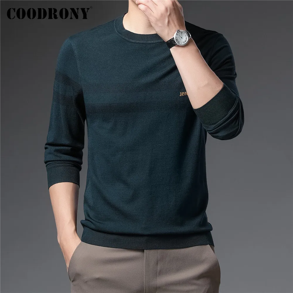 coodrony brand sweater pullover men clothing fashion casual striped o neck pull homme autumn winter knitwear shirt jersey c1389 free global shipping