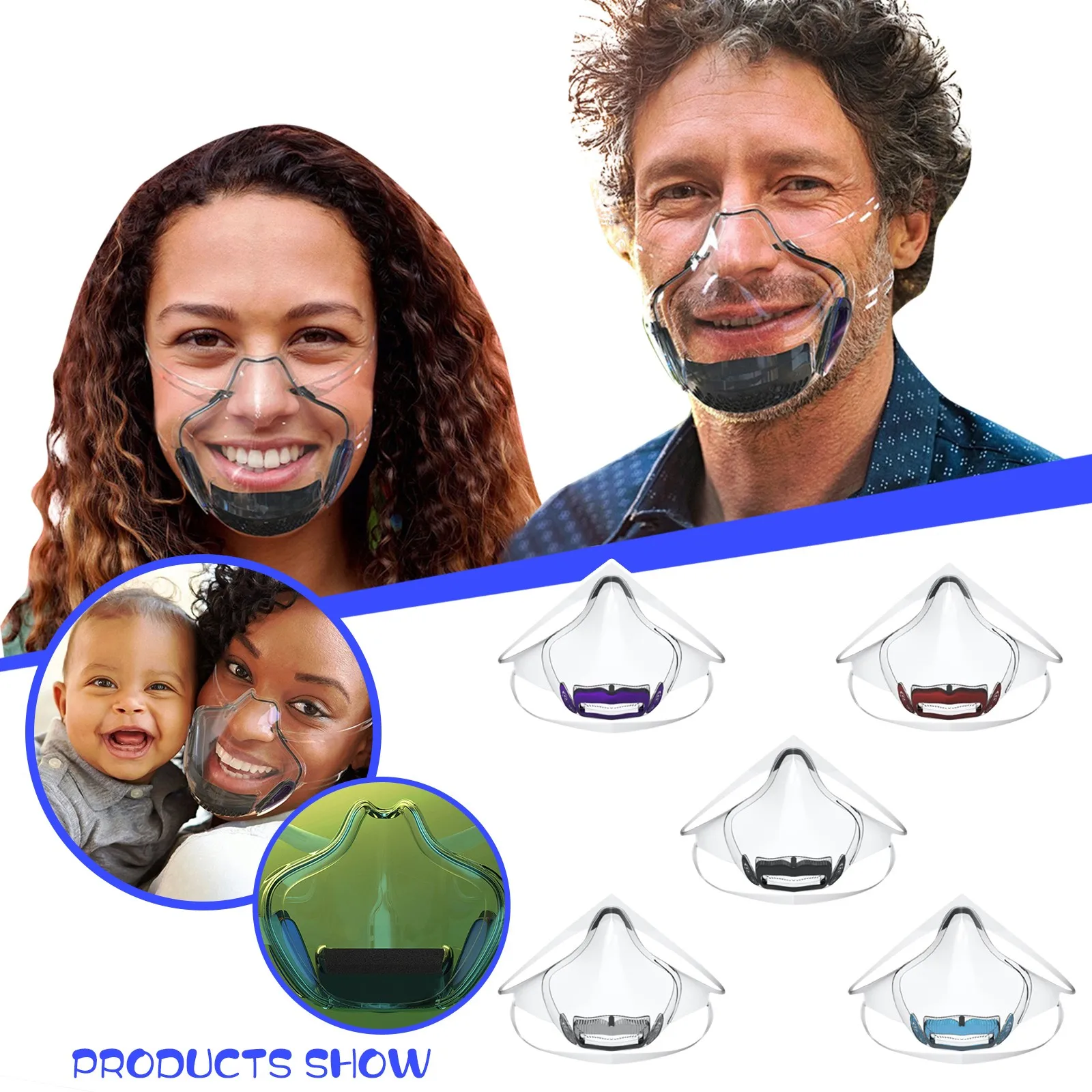 Прозрачная противотуманная маска с защитой от брызг для лица взрослых