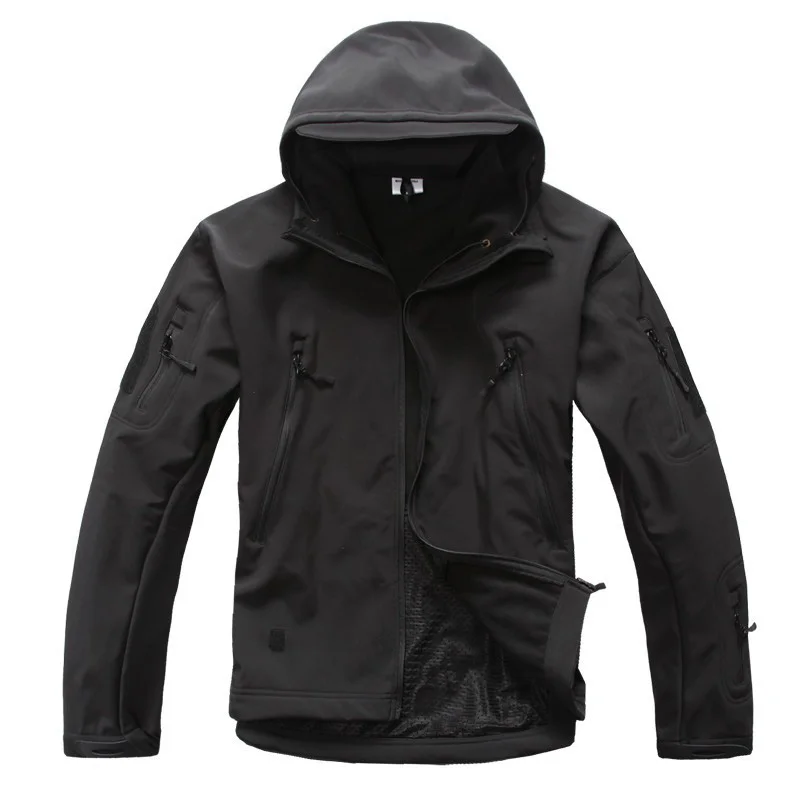 Black Тактические наборы для мужчин Sharkskin Softshell TAD куртка или брюки Военная форма для пеших прогулок кемпинга Водонепроницаемая камуфляжная охотничья одежда - Цвет: Black