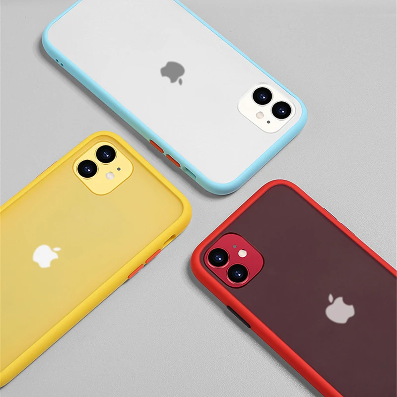 Mint Simple Matte Bumper Phone Case for iphone 11 Pro XR X XS Max 12 13 6 8 7 Plus Shockproof Soft TPU Silicone Clear Case Cover