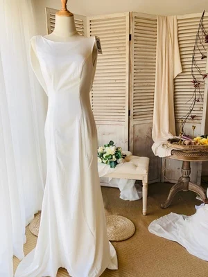 French Simple SatinWedding Dress Mermaid 2019 New Bride Wedding Vestido De Novia Plus Size Fiesta | Свадьбы и торжества