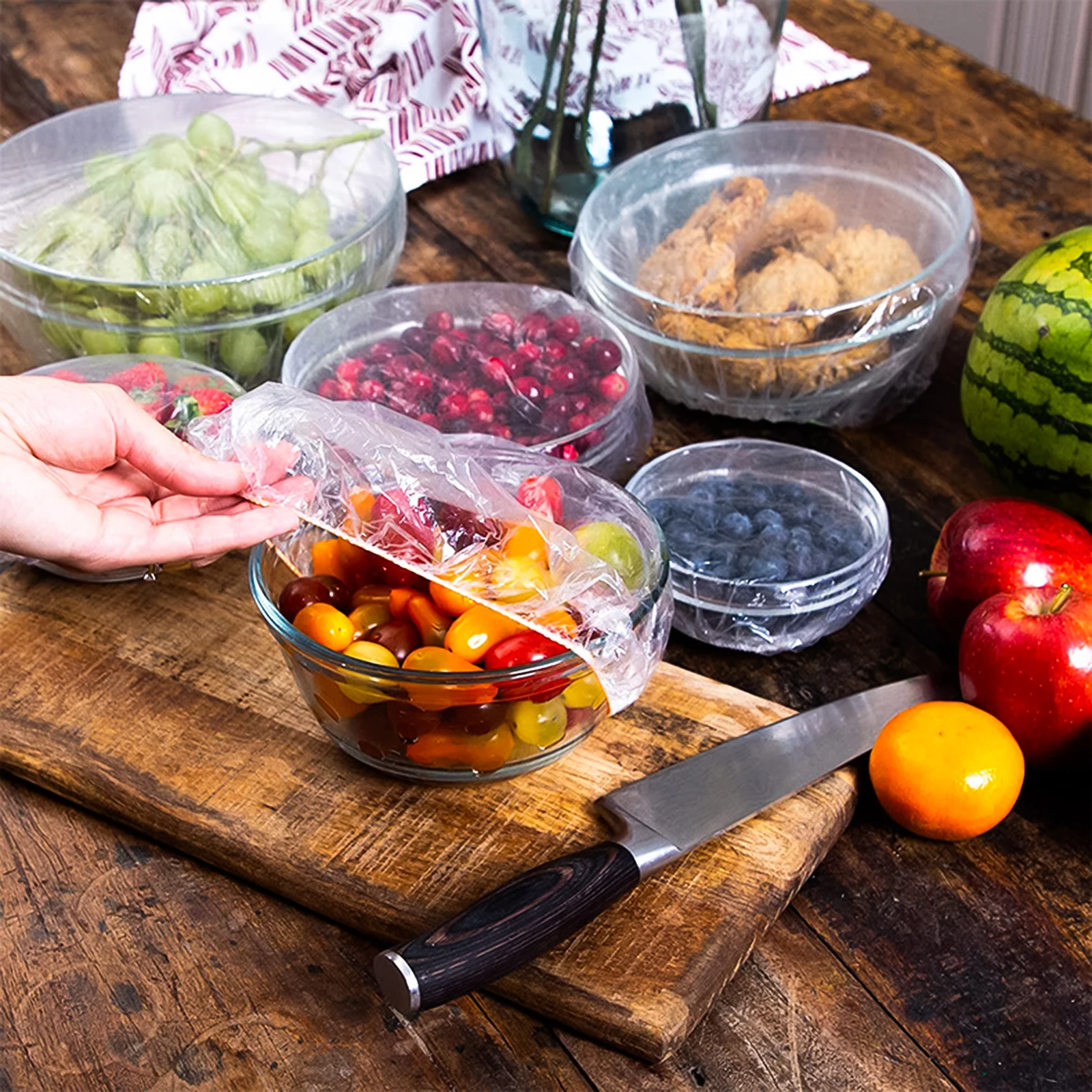 

100pcs Cling Film Cover Kitchen Food Cover Elastic Food Cling Set Food Grade Disposable Cling Film Transparent Household