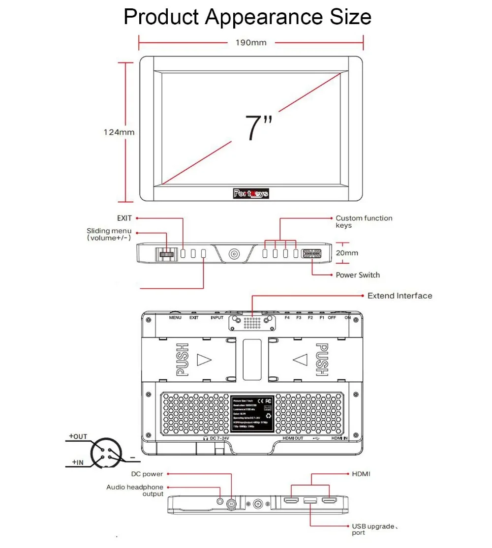 PortKeys HH7 7 дюймов 1920x1200 1200 нит с HLG/3D LUT 4K HDMI вход/выход поставить на камеру полевой монитор