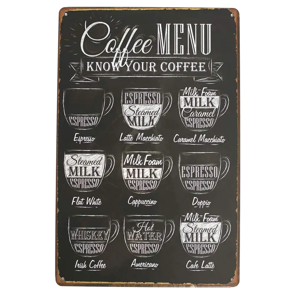 

Оловянное меню кофе табличка для кафе бильярдная комната домашние настенные художественные украшения, забавный винтажный жестяной знак 12x8...
