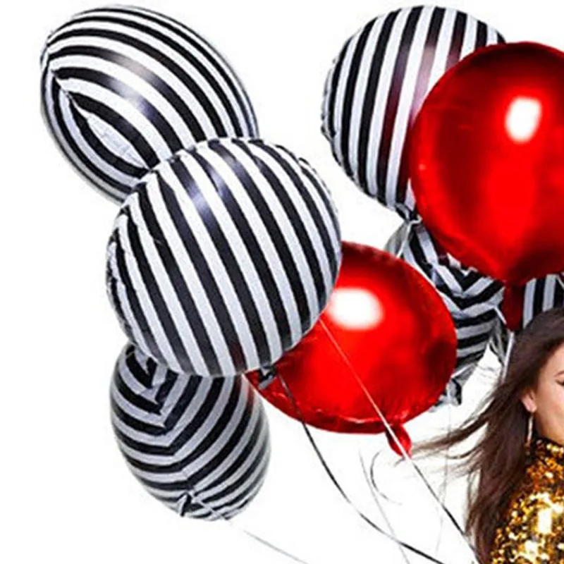 Воздушный шар из фольги в черно-белую полоску 18 дюймов 1 шт. | Дом и сад