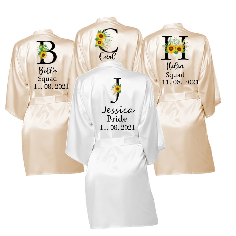

Personalised Custom Name Satin Robe Pajamas Wedding Bridesmaid Gifts Bridal Party Robes Wedding Satin Dressing Gown