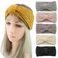 ladies autumn winter knit hair bands soft head wrap thick elastic corduroy headband warm wool women hair accessories headwear