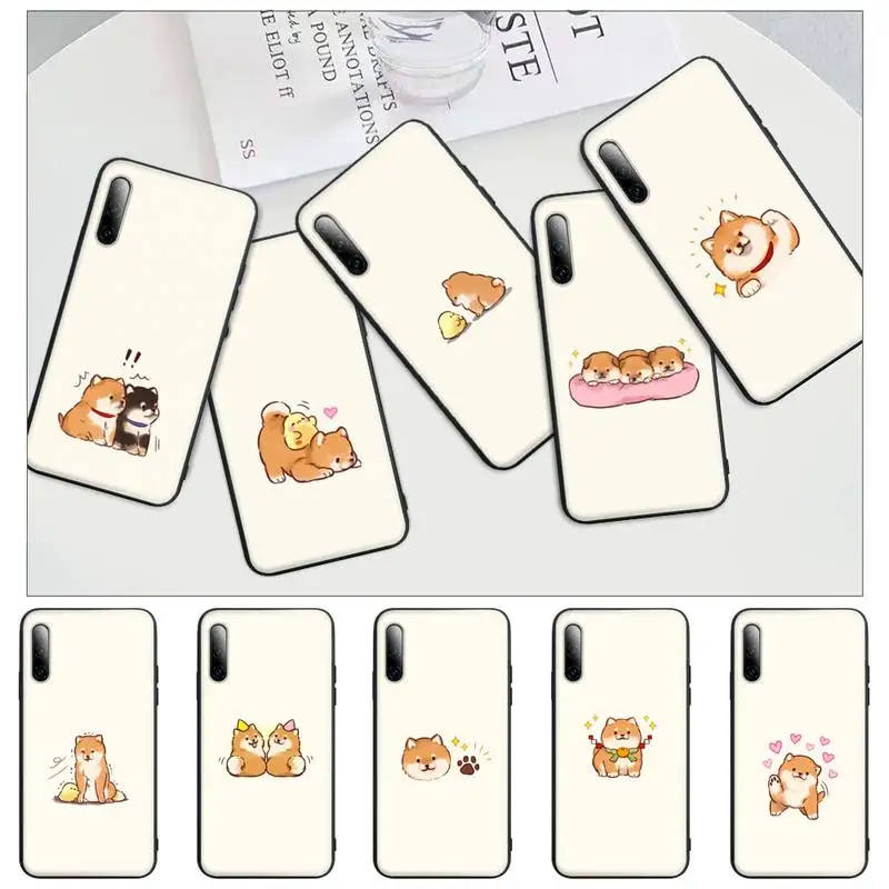 

Cute Shiba Inu Dog Black Silicone Phone Cover Case For Redmi Note 6 8 9 Pro Max 9s 8t 7 5A 5 4 4x