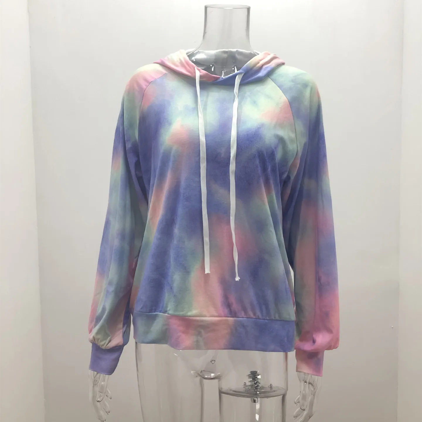 

Nice Pop Fashion Colorful Thin Tie Dye Hoodie Women Casual Ladies Pullover Hooded Long Sleeve Sweatshirt