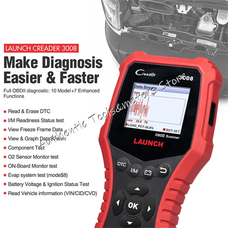 LAUNCH X431 CR3008 OBD2 автомобильный сканер OBDII считыватель кодов диагностический