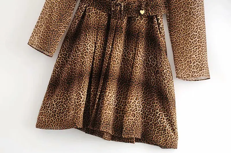 Новинка женское сексуальное мини-платье с v-образным вырезом и леопардовым