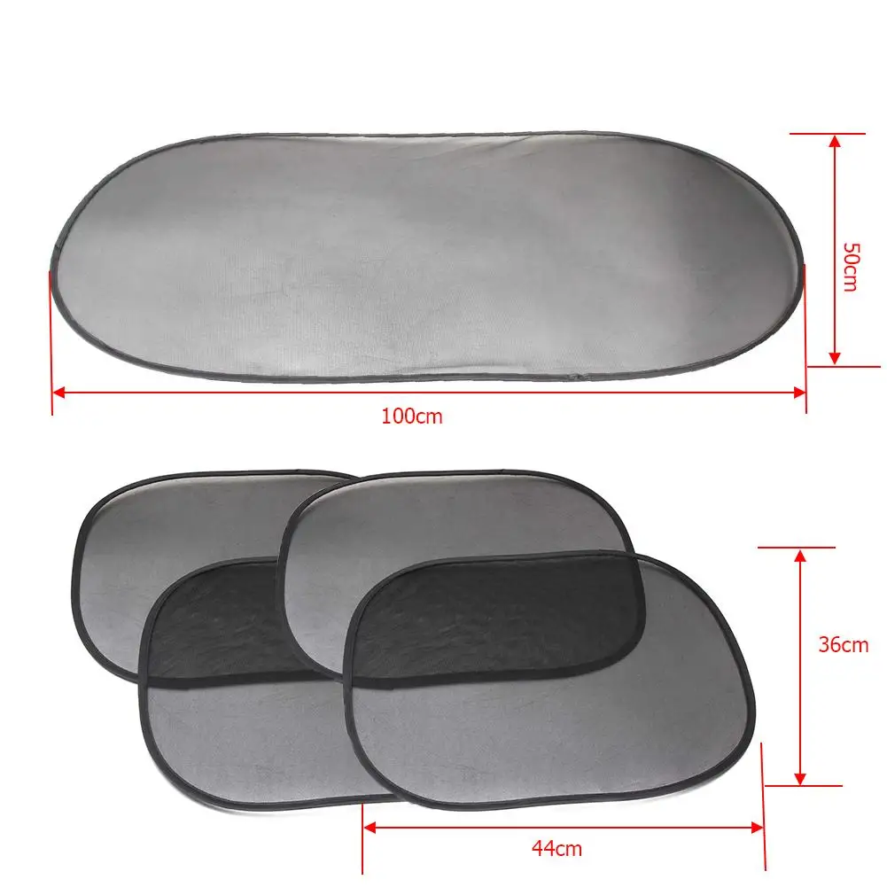 

5pcs Mesh Car Window Shade Car Sunshade Summer Heat Insulation Sun Shield Rear Gear Side Black Yarn