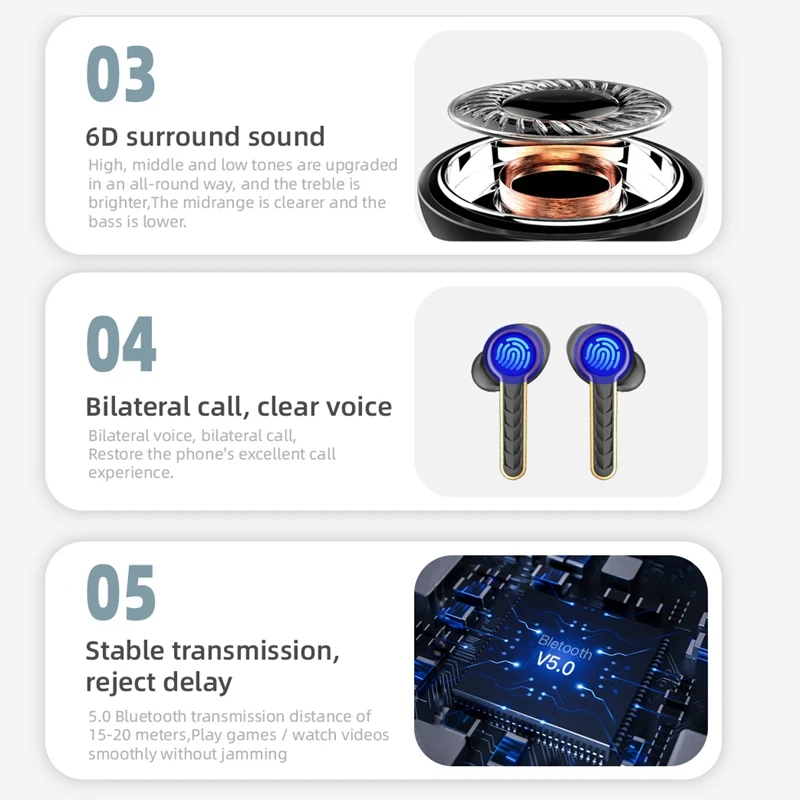T19 TWS Bluetooth 5 0 наушники беспроводные стерео Спорт светодиодный цифровой дисплей
