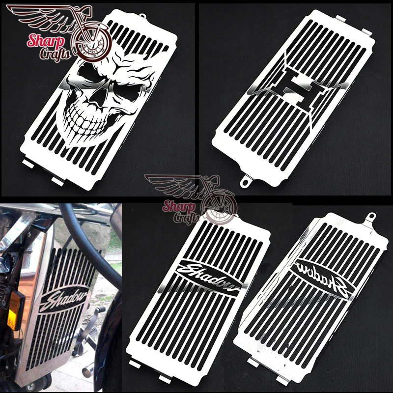 

Motorcycle Chrome Skull Radiator Grill Cover Guard Protector For Honda Shadow ACE VT400 750 1997-2003 Spirit 750 2001-2008 C2