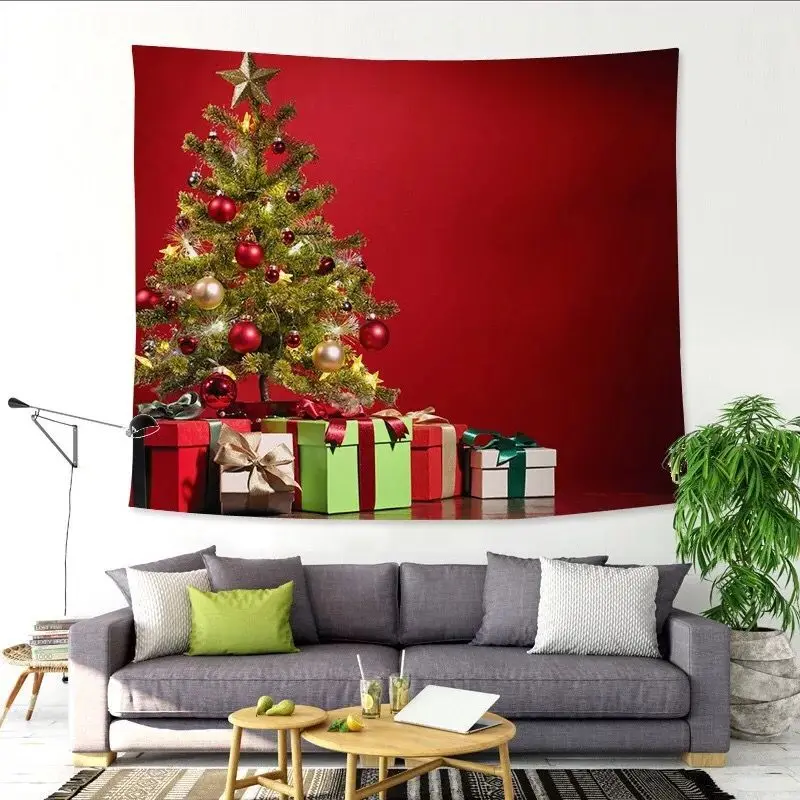 

Christmas Tree Polyester Peachskin Fabric Tapestry Background Wall Cloth Beach Blanket Throw Bedspread