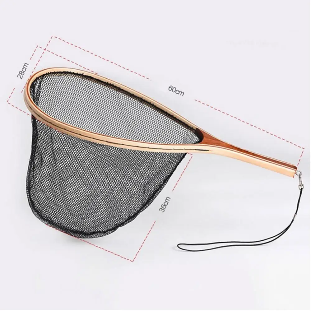

Wooden Handle Rubber/Nylon Mesh Fly Fishing Landing Net Catch Release Scoop