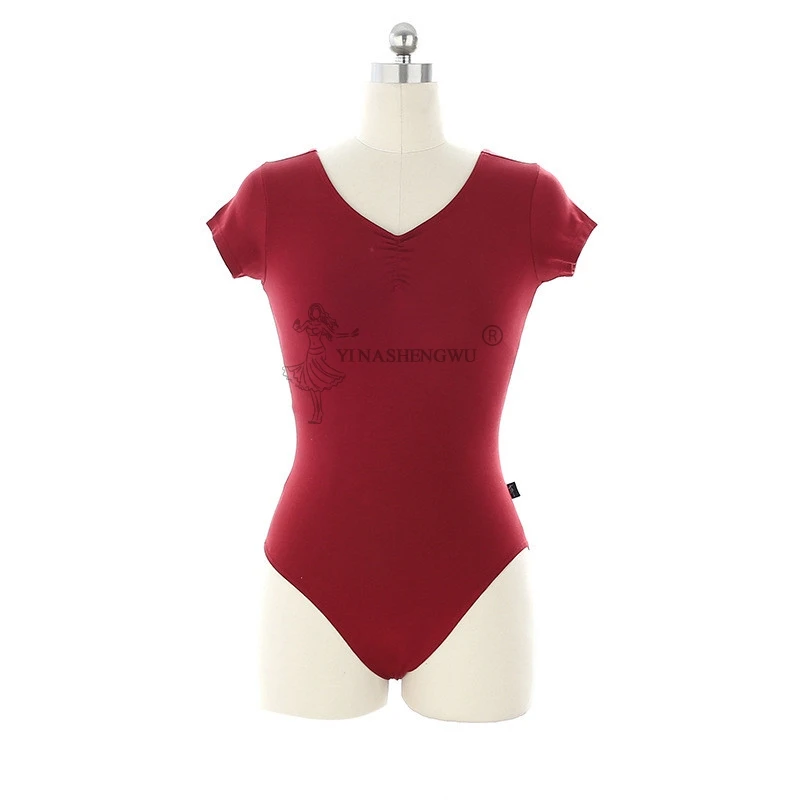Women Ballet Leotard Dance Wear Adult Soft Cotton Short Sleeve Stretch Gymnastics Bodysuit Dress Dancewear | Тематическая одежда и