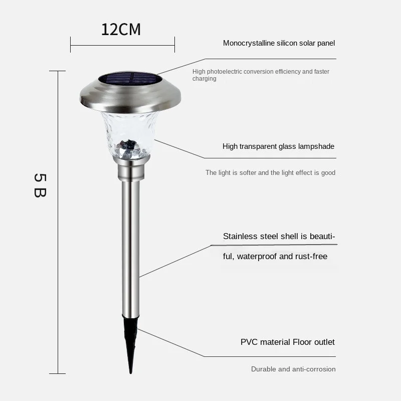 

solar led light outdoor Steel Glass Light and Shadow Lawn Light focos solares exterior Courtyard garden lights outdoor luz solar