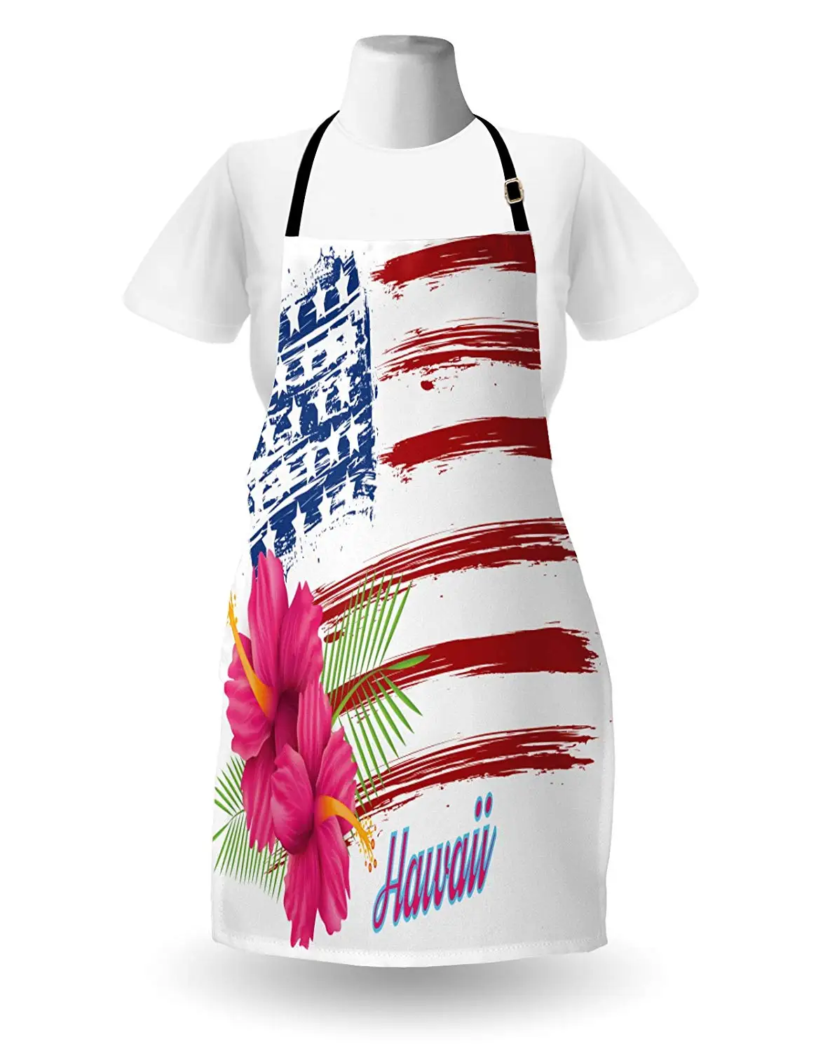 Гавайский фартук Американский Флаг Тема звезды полосы Гибискус листья Гавайи