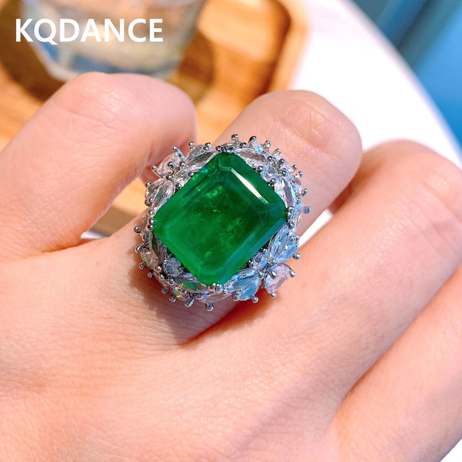 

KQDANCE, созданное с изумрудом, Pariba, рубиновое кольцо с бриллиантом, серебряные кольца с большими камнями, Изящные Ювелирные изделия, тренд 2021