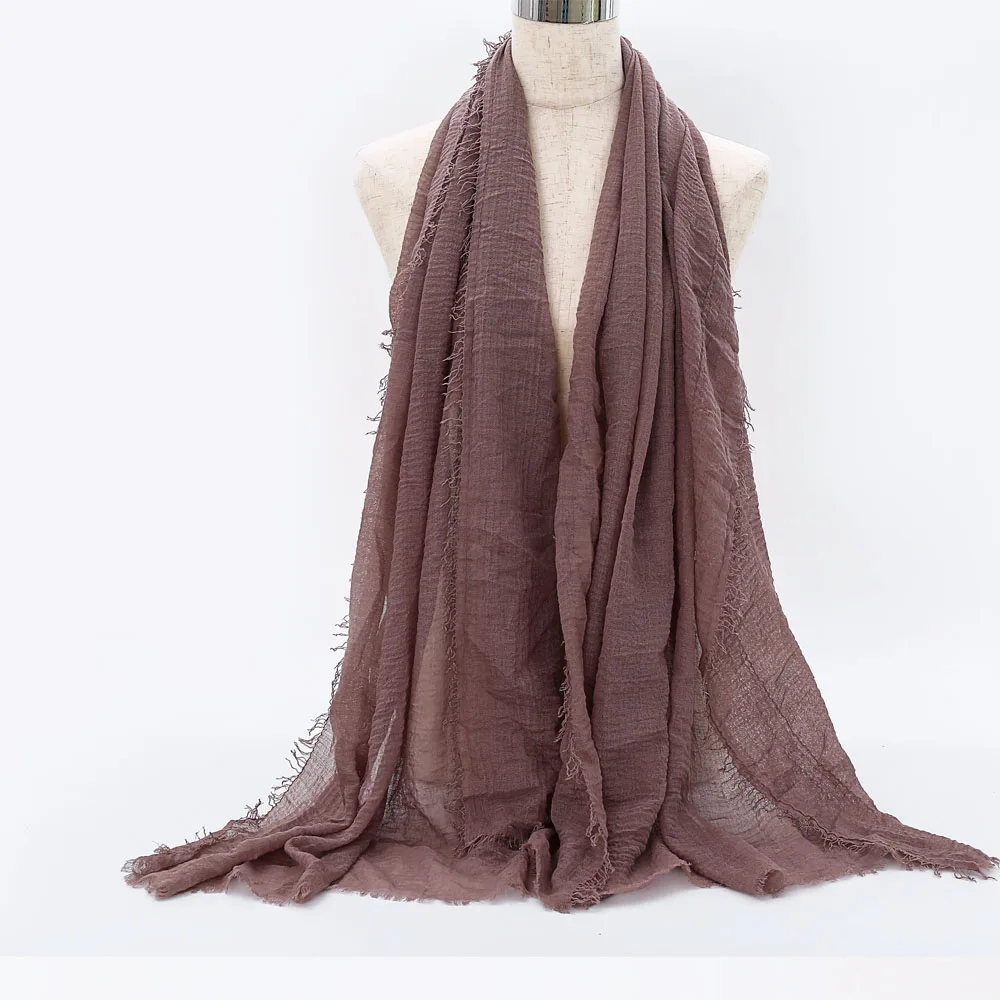 24 Модная женская однотонная шаль Хиджаб с кисточками, платок для женщин, мягкая чистая накидка для женщин, исламский головной шарф, одежда - Цвет: 24